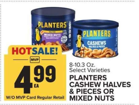Planters Cashew Halves & Pieces or Mixed Nuts