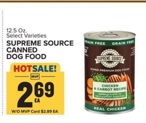 SUPREME SOURCE CANNED DOG FOOD