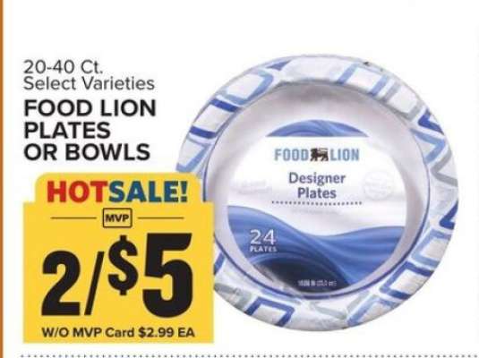 Food Lion Plates or Bowls