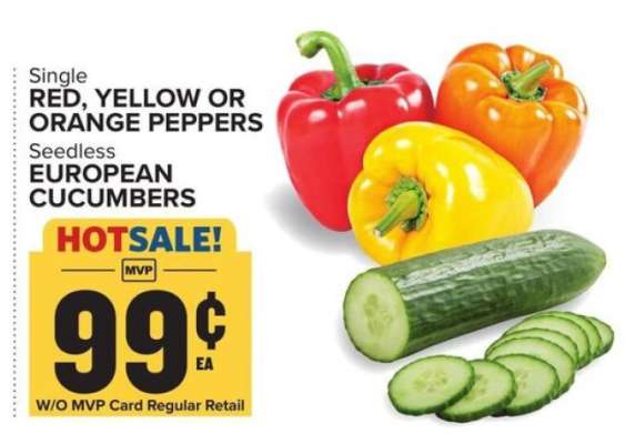 Red, Yellow or Orange Peppers / European Cucumbers