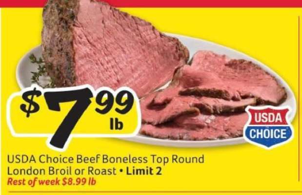 USDA Choice Beef Boneless Top Round London Broil or Roast