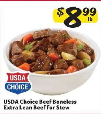 USDA Choice Beef Boneless Extra Lean Beef for Stew