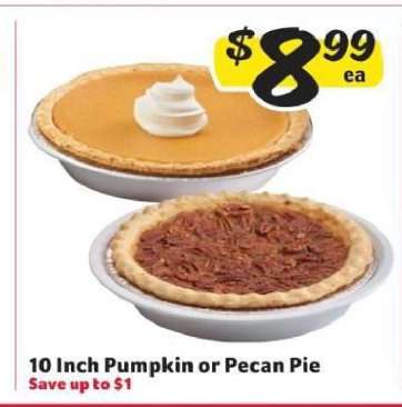 10 Inch Pumpkin or Pecan Pie