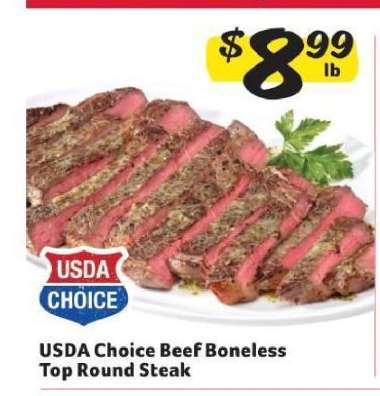 USDA Choice Beef Boneless Top Round Steak