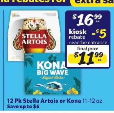 12 Pk Stella Artois or Kona