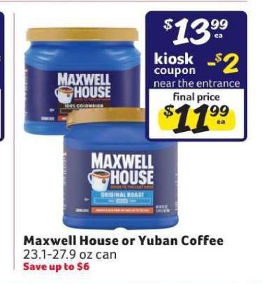 Maxwell House or Yuban Coffee