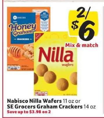 Nabisco Nilla Wafers or SE Grocers Graham Crackers