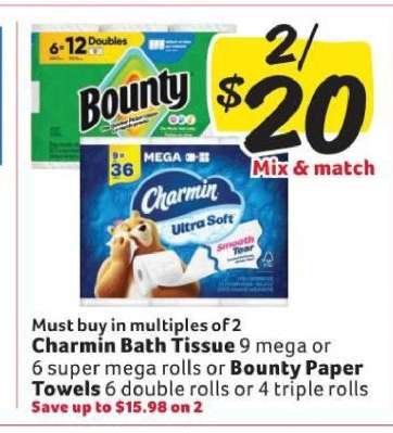 Charmin Bath Tissue or Bounty Paper Towels