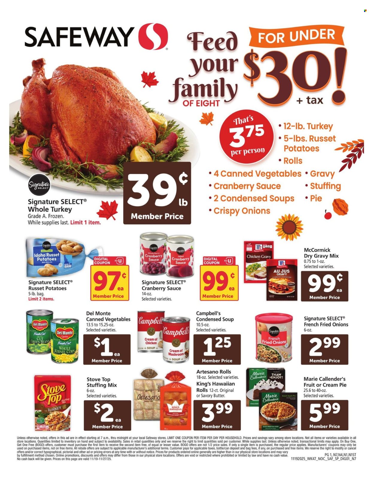 Safeway ad - 11/19/2025 - 11/27/2025. Page 1
