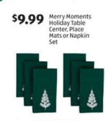 Merry Moments Holiday Table Center, Place Mats or Napkin Set