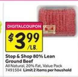 Stop & Shop 80% Lean Ground Beef