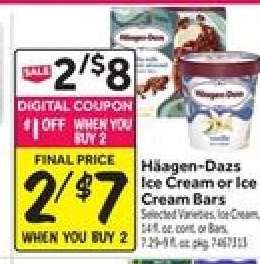 Häagen-Dazs Ice Cream or Ice Cream Bars