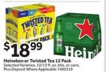 Heineken or Twisted Tea 12 Pack