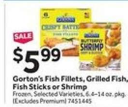 Gorton's Fish Fillets, Grilled Fish, Fish Sticks or Shrimp