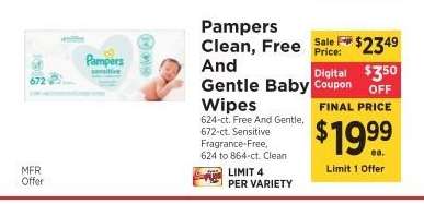 Pampers Clean, Free and Gentle Baby Wipes
