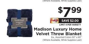 Madison Luxury Home Velvet Throw Blanket