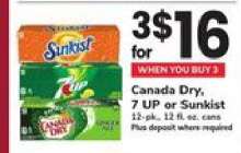 Canada Dry, 7 UP or Sunkist