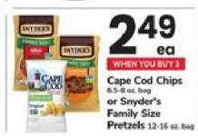 Cape Cod Chips or Snyder's Family Size Pretzels