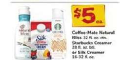 Coffee-Mate Natural Bliss, Starbucks Creamer, or Silk Creamer