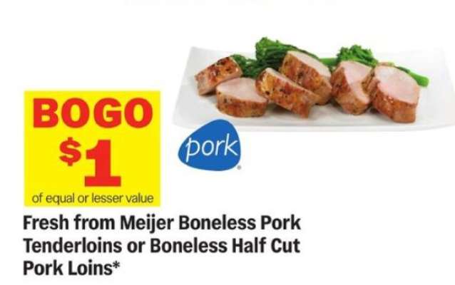 Fresh from Meijer Boneless Pork Tenderloins or Boneless Half Cut Pork Loins