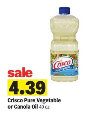 Crisco Pure Vegetable or Canola Oil