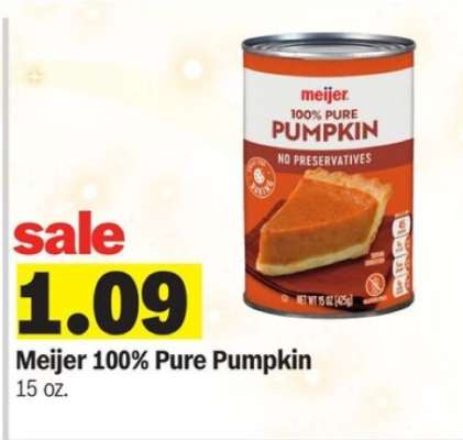 Meijer 100% Pure Pumpkin