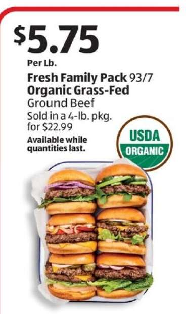 Fresh Family Pack 93/7 Organic Grass-Fed Ground Beef