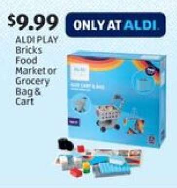 ALDI PLAY Bricks Food Market or Grocery Bag & Cart