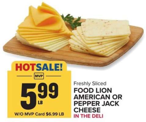 Food Lion American or Pepper Jack Cheese