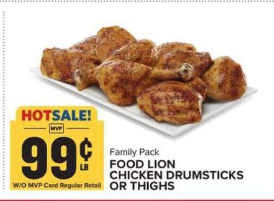 Food Lion Chicken Drumsticks or Thighs