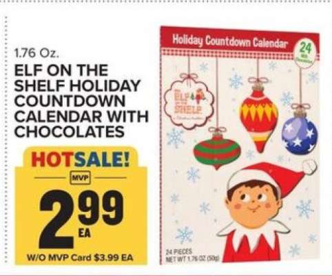 Elf on the Shelf Holiday Countdown Calendar with Chocolates