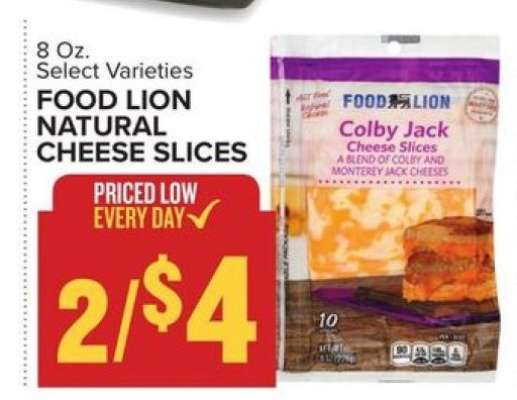 FOOD LION NATURAL CHEESE SLICES