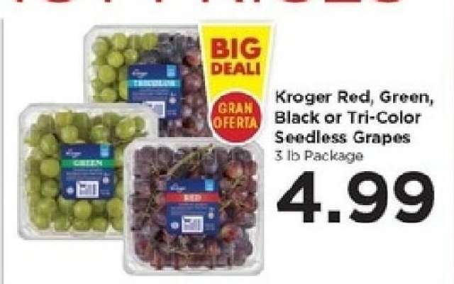 Kroger Red, Green, Black or Tri-Color Seedless Grapes