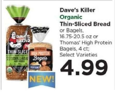 Dave's Killer Organic Thin-Sliced Bread or Bagels