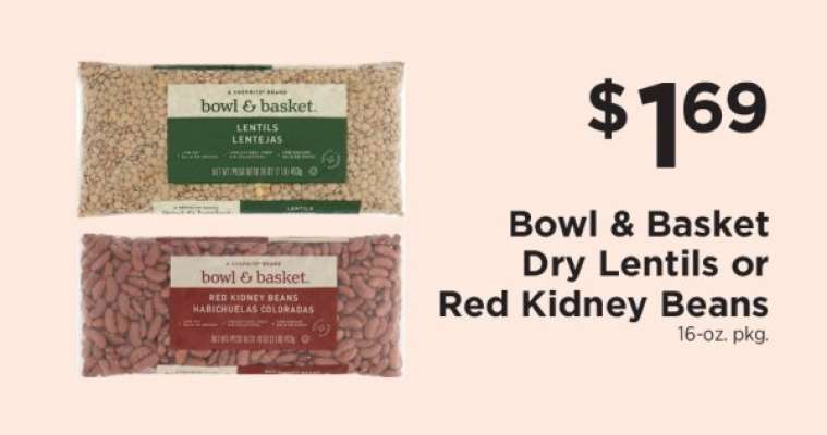 Bowl & Basket Dry Lentils or Red Kidney Beans