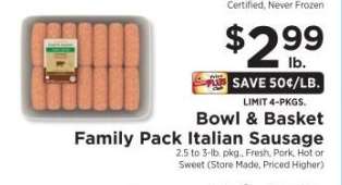 Bowl & Basket Family Pack Italian Sausage