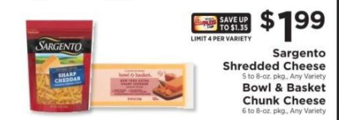 Sargento Shredded Cheese / Bowl & Basket Chunk Cheese