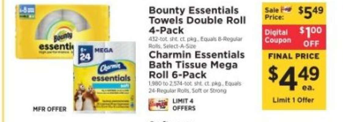 Charmin Essentials Bath Tissue Mega Roll 6-Pack