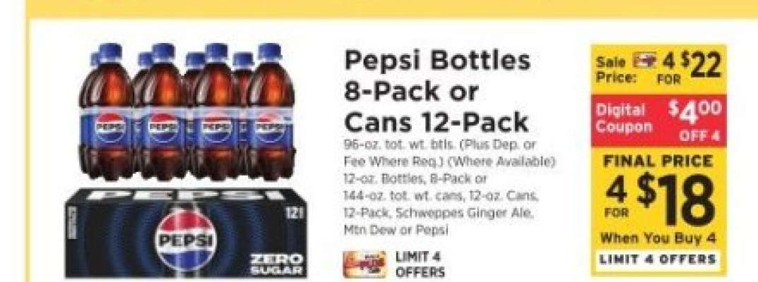 Pepsi Bottles 8-Pack or Cans 12-Pack