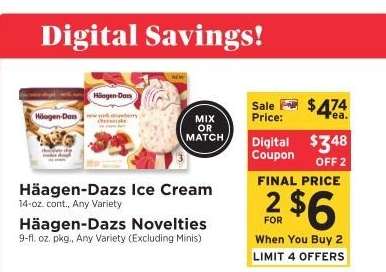 Häagen-Dazs Ice Cream or Novelties