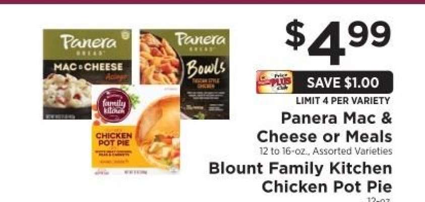 Panera Mac & Cheese or Meals, Blount Family Kitchen Chicken Pot Pie