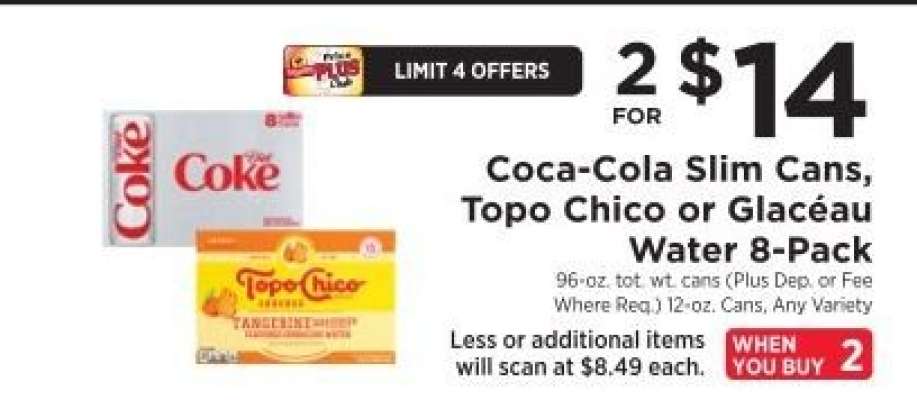 Coca-Cola Slim Cans, Topo Chico or Glacéau Water 8-Pack