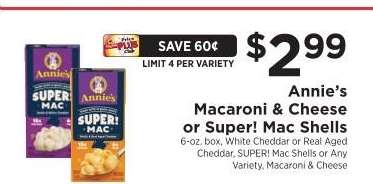 Annie’s Macaroni & Cheese or Super! Mac Shells