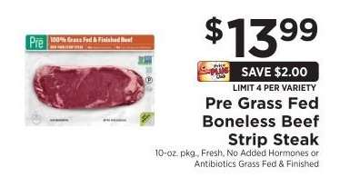 Pre Grass Fed Boneless Beef Strip Steak