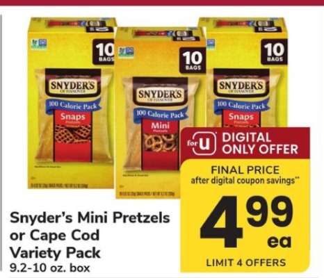 Snyder's Mini Pretzels or Cape Cod Variety Pack