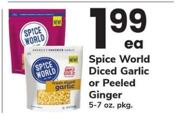 Spice World Diced Garlic or Peeled Ginger