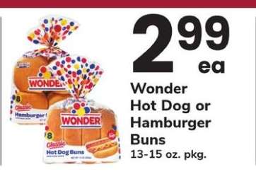 Wonder Hot Dog or Hamburger Buns