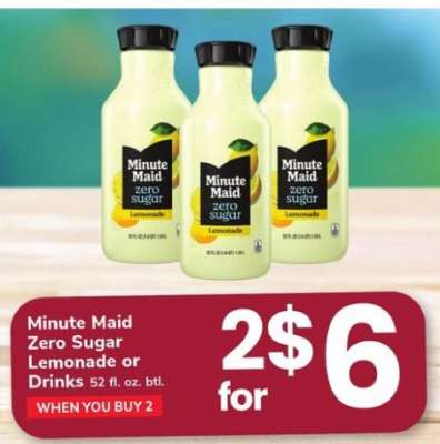 Minute Maid Zero Sugar Lemonade or Drinks