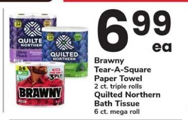 Brawny Tear-A-Square Paper Towel / Quilted Northern Bath Tissue