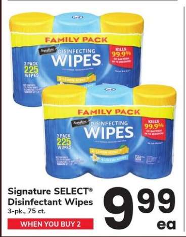 Signature SELECT Disinfectant Wipes